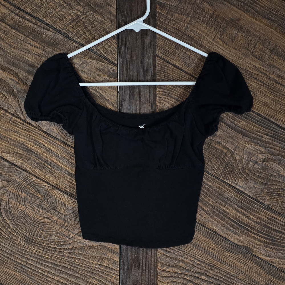 Hollister Black Babydoll Crop Top XS Y2K